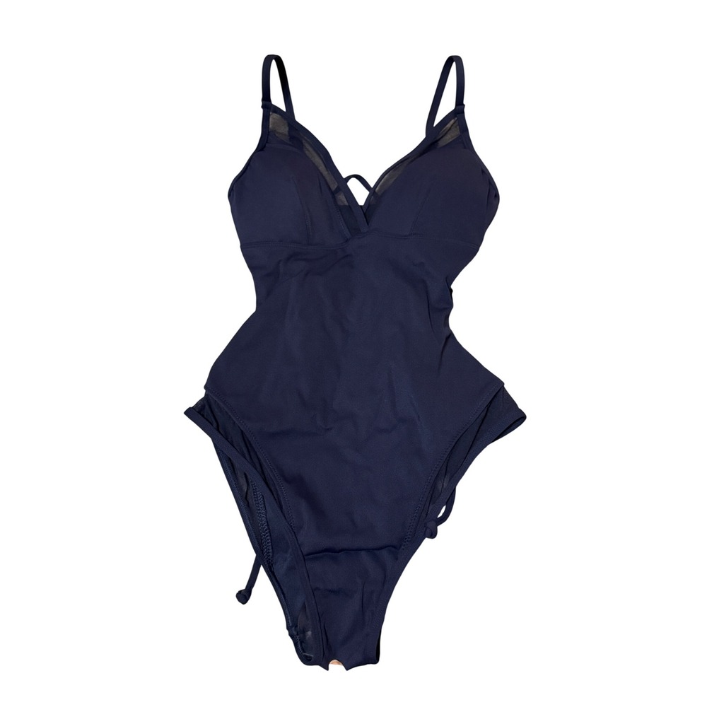 NWT TA3 SZ XXS Regular / Long Midnight Navy Blue MESHY ONE PIECE SWIM Shapewear